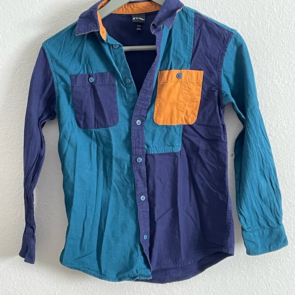 Colorblock Kids’ Long Sleeve Button Up